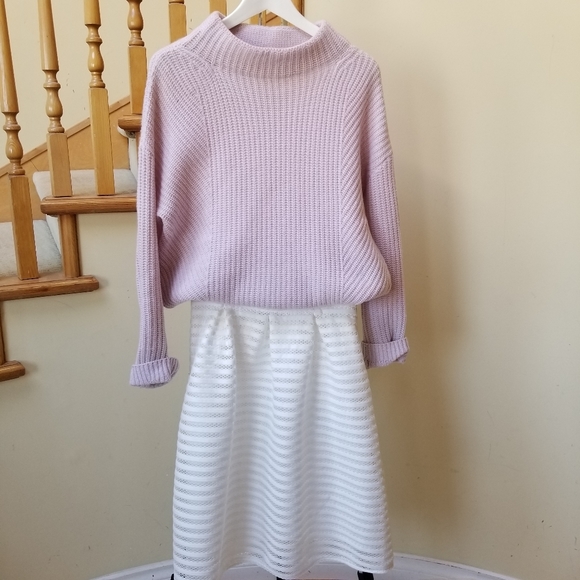 THALIAN White Ribbon Lace Box-Pleat A-line skirt Size 6 - Picture 4 of 8